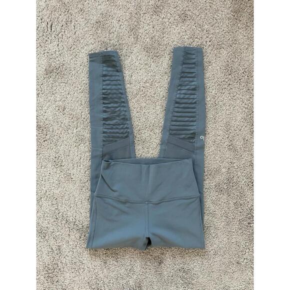 Pants - Alo Yoga Moto Leggings Womens Small Blue Grey Full‎ Length Athleisure Workout